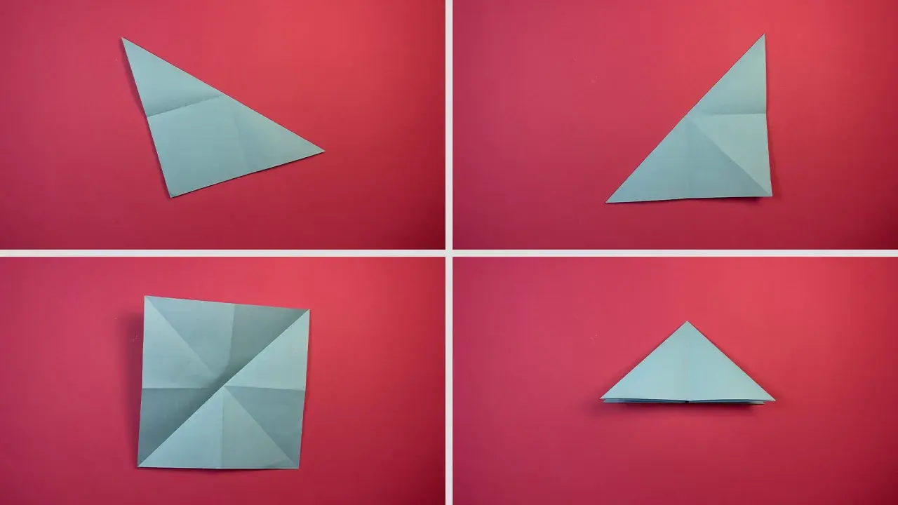 Schritt-für-Schritt-Anleitung zum Falten einer origami lilie. Papier wird gefaltet, um die Form einer Lilie zu erzeugen.