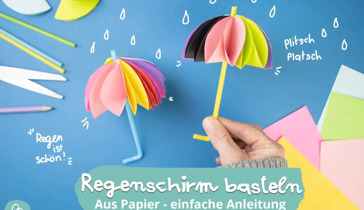 Bunte Papier-Regenschirme basteln: Einfache Anleitung für kleine Kunstwerke. Perfekt für Regentage!
