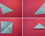 Schritt-für-Schritt-Anleitung zum Falten einer origami lilie. Papier wird gefaltet, um die Form einer Lilie zu erzeugen.