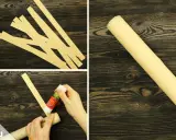 Streifen für palme basteln vorbereiten, kleben und aufrollen.