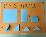 Schritt-für-Schritt-Anleitung, wie man eine Maus falten kann. Einfache Origami-Schritte für Kinder.