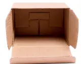 Offene, rechteckige Schachtel aus Pappe, ideal als Bastelvorlage für eigene Kreationen.