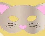 Eine süße Katzenmaske zum Basteln, mit rosa Ohren und Schnurrhaaren. Perfekt für kleine Tiger!