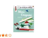 Kleine, kunstvolle Mini-Origami-Figuren wie ein Drache, Pilz und Blumen, die zum Falten einladen.