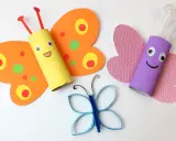 Bunte Papierrollen-Schmetterlinge, ein tolles Bastelprojekt für Kinder.