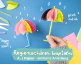 Bunte Papier-Regenschirme basteln: Einfache Anleitung für kleine Kunstwerke. Perfekt für Regentage!