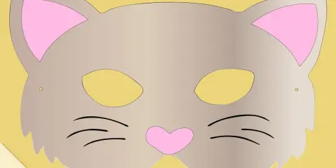 Eine niedliche **katze vorlage** für eine Maske mit rosa Ohren und Schnurrhaaren.