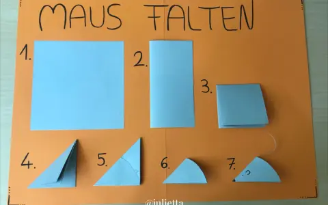 Schritt-für-Schritt-Anleitung, wie man eine Maus falten kann. Einfache Origami-Schritte für Kinder.