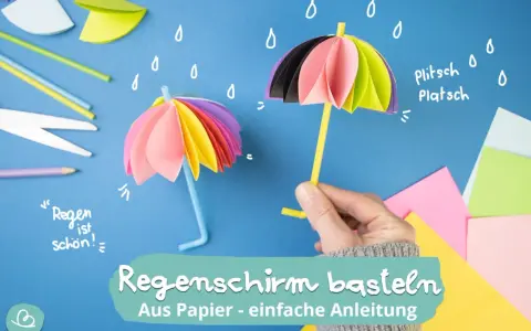 Bunte Papier-Regenschirme basteln: Einfache Anleitung für kleine Kunstwerke. Perfekt für Regentage!