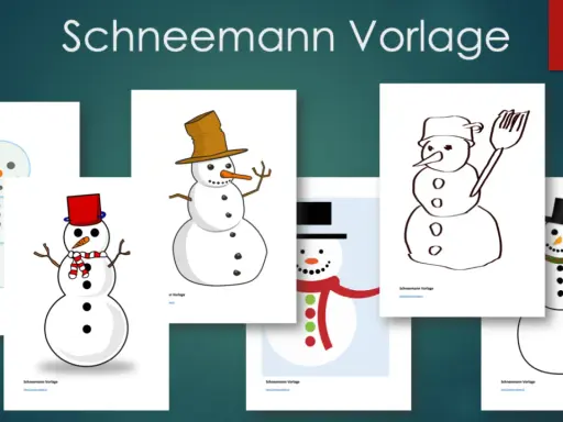 Mehrere einfache Schneemann Vorlagen zum Ausmalen, von lustig bis klassisch.