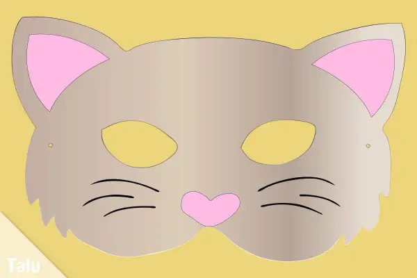 Eine niedliche **katze vorlage** für eine Maske mit rosa Ohren und Schnurrhaaren.